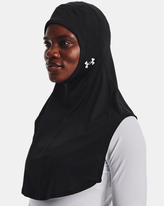 Women's UA Extended Sport Hijab, Black, pdpMainDesktop image number 2